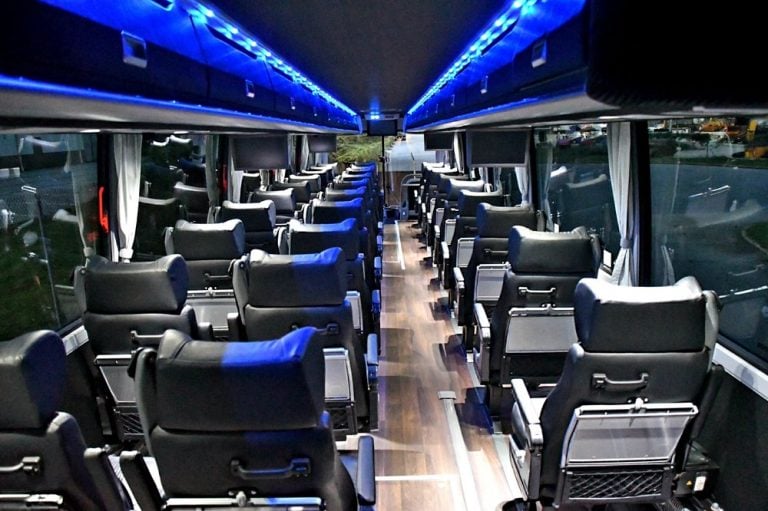 Interior of a Washington Deluxe Lux bus.