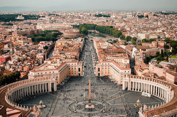 Photo of St. Peter's Square in Rome, outside of St. Peter's Basilica.