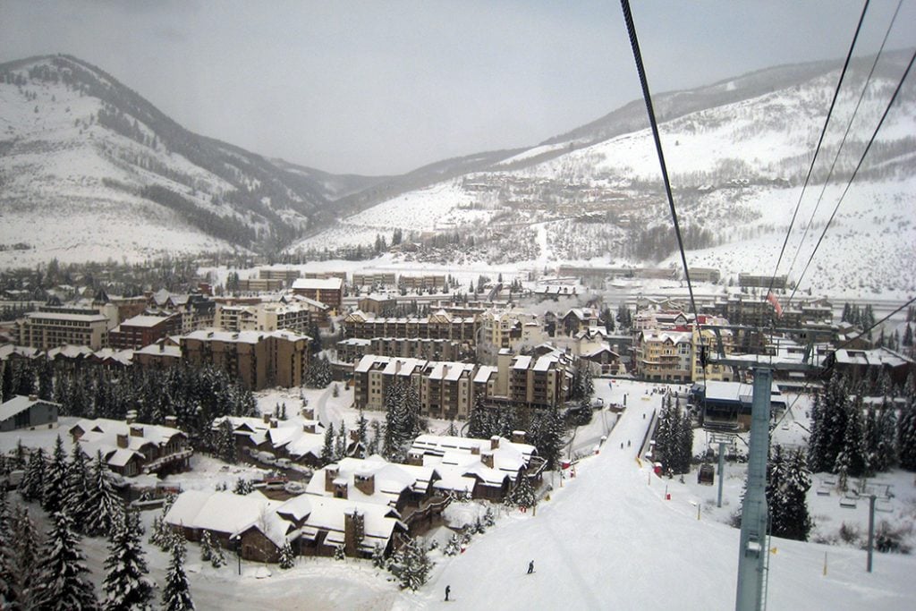 Photo of Vail, Colorado from a chairlift.
