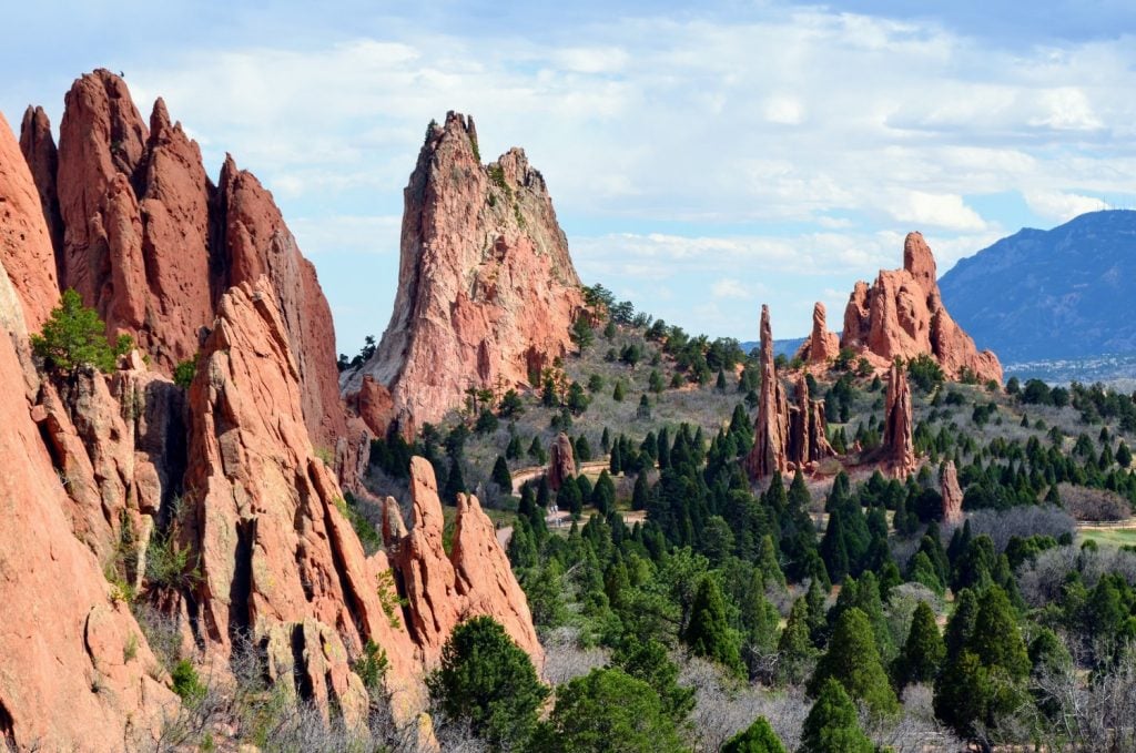 Dramatic red rocks reach for the sky in Colorado Springs' Garden of the Gods
