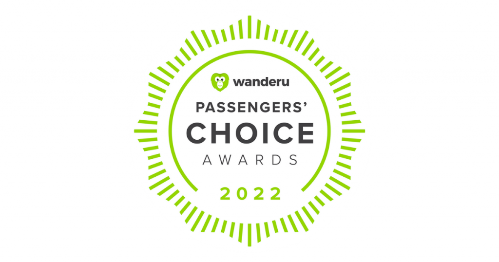 Wanderu Passengers' Choice Awards badge for the year 2022