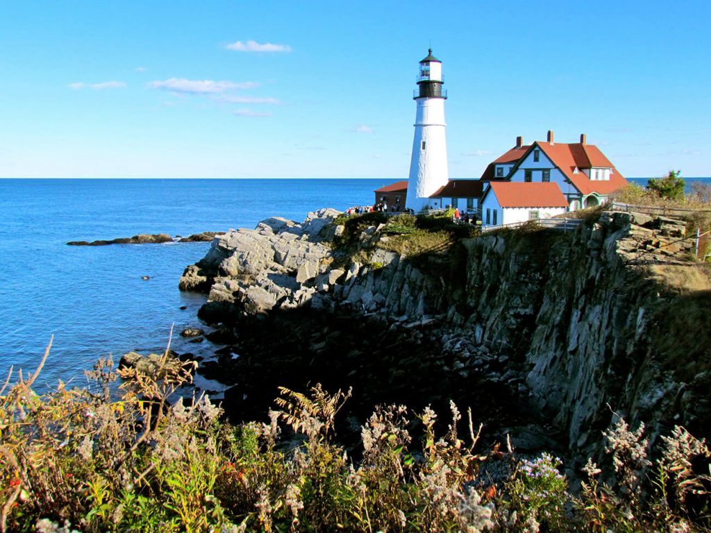 A lighthouse on the coast of Maine