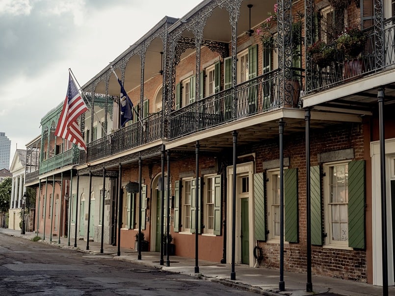 Empty French Quarter in New Orleans