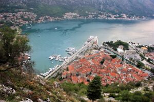 Aerial view of Kotor and surrounding bay