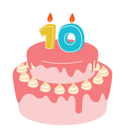 Cake with 10-year candles